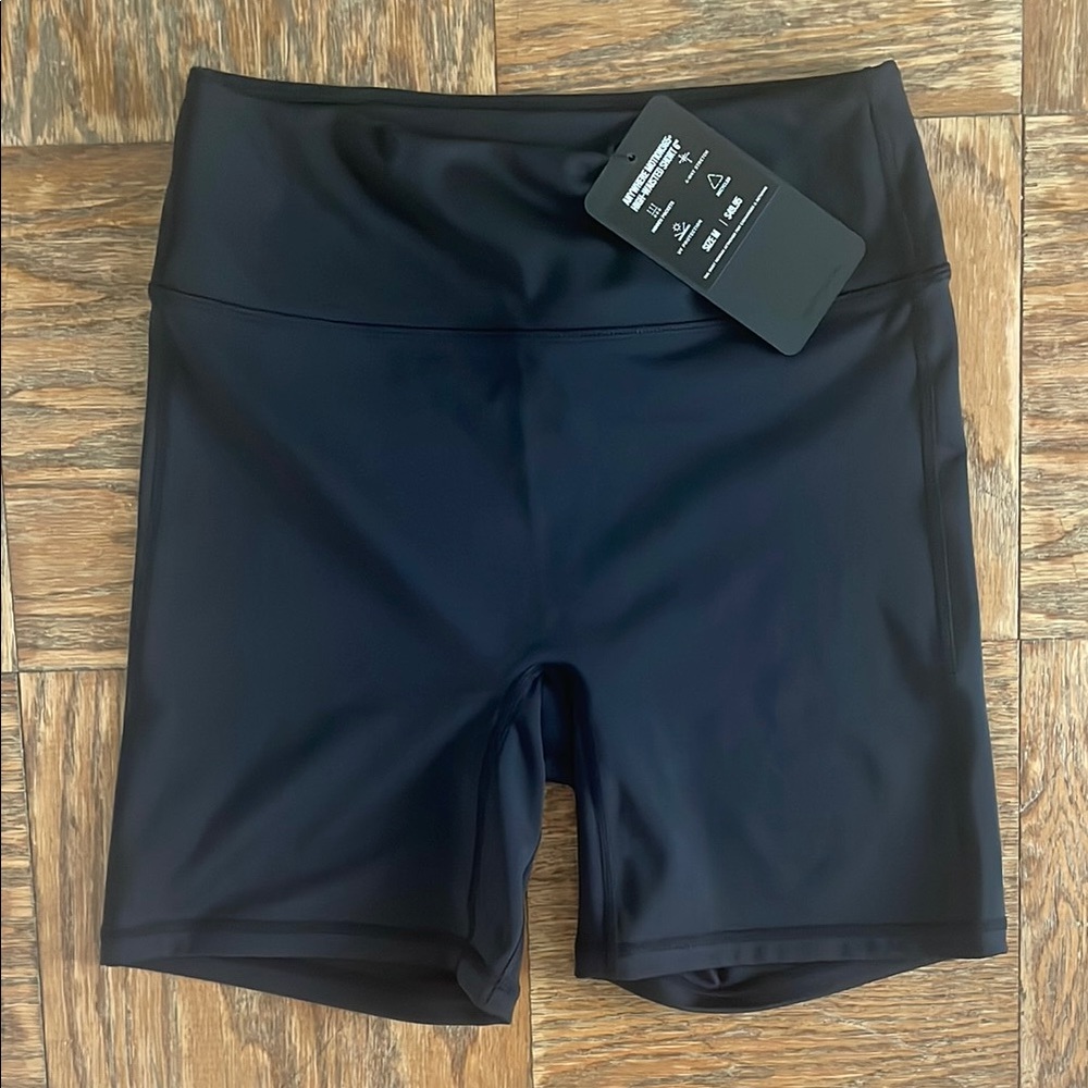 Fabletics Black Bike Shorts with High-Rise Waistband